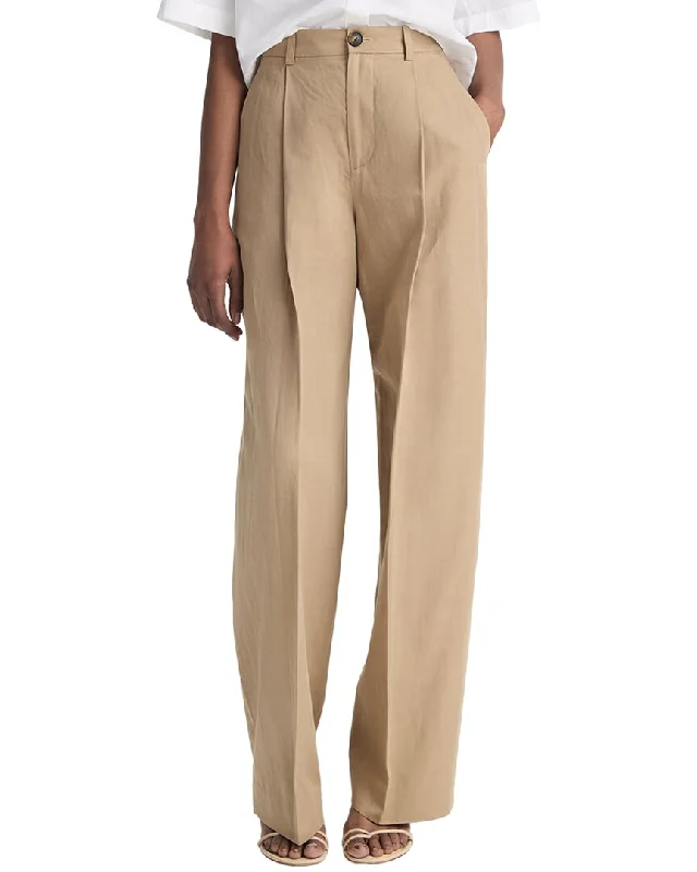 Style Your Wardrobe Vince High-Waist Casual Tailored Wide Leg Linen-Blend Pant