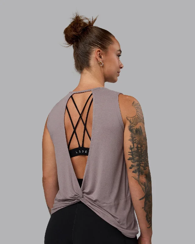 Trendy Street Style Clothing Swivel Open Back Tank - Greyish Purple