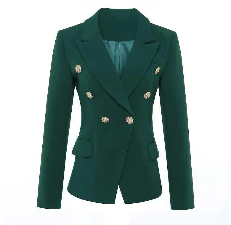 End Of Season Clearance Dark Green Blazer Women - Casual - Plain-Solid