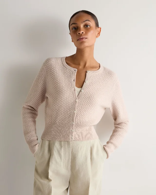 Limited Stock, Big Discounts Women's Tuck Stitch Cashmere Cardigan Dusk Pink