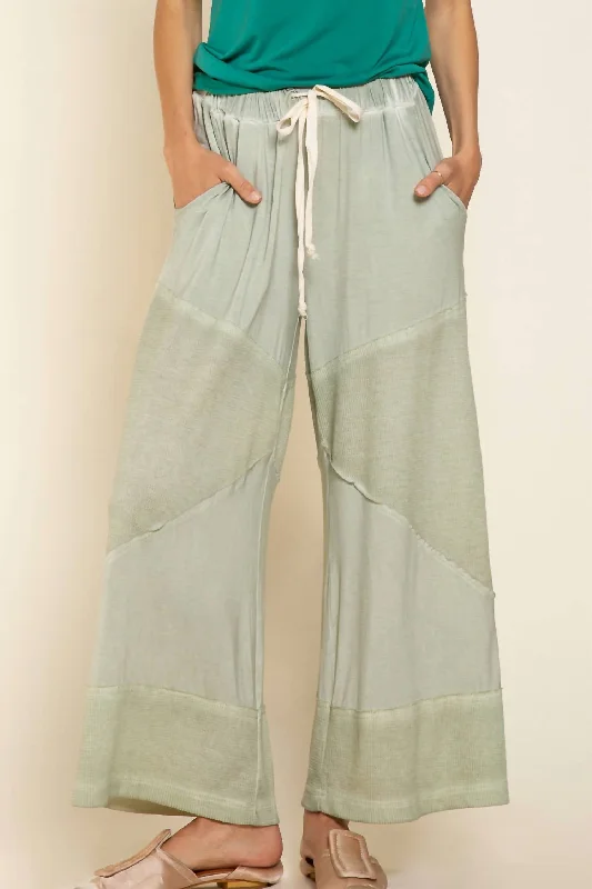 Trendy Styles Contrast Knit Culottes In Desert Sage