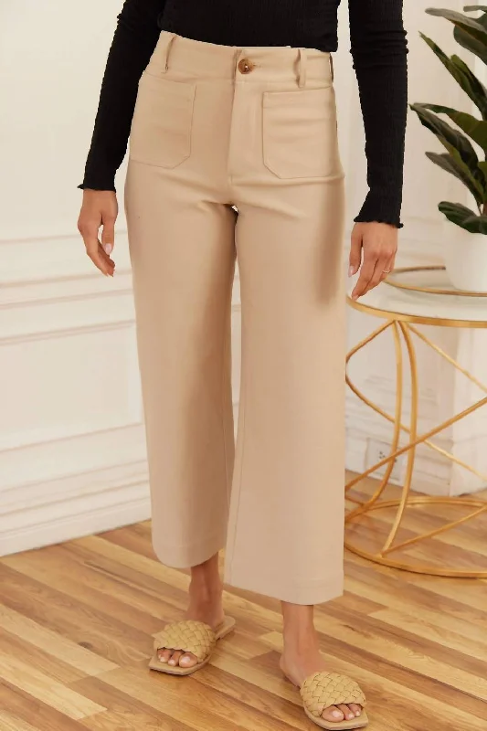 Fashion Forward Super Stretch Knit Pant In Taupe