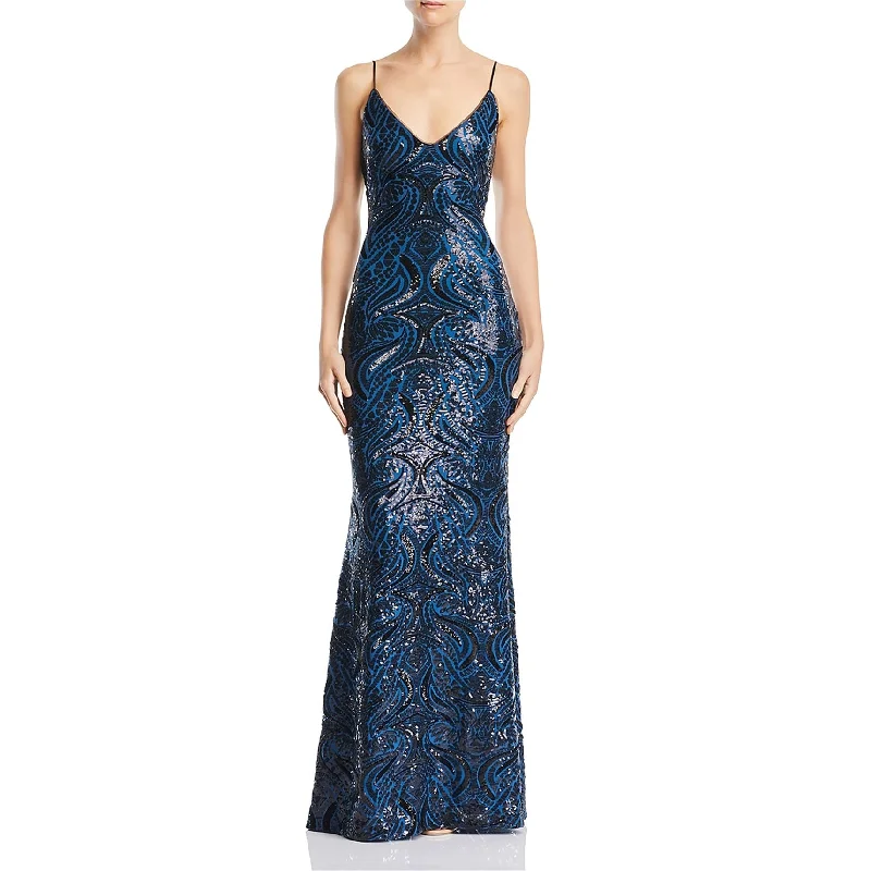 Classic Women's Fashion Avery G Womens Sequin Gown Dress, Blue, 6