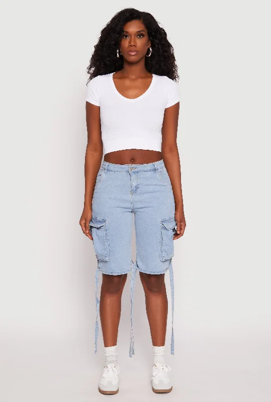 Mega Sale Denim Cargo Bermuda Skater Shorts