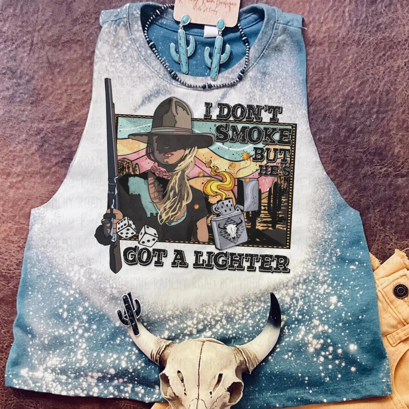 Vintage Style Clothing Sale Women's He's Got a Lighter Western Cowgirl Crop