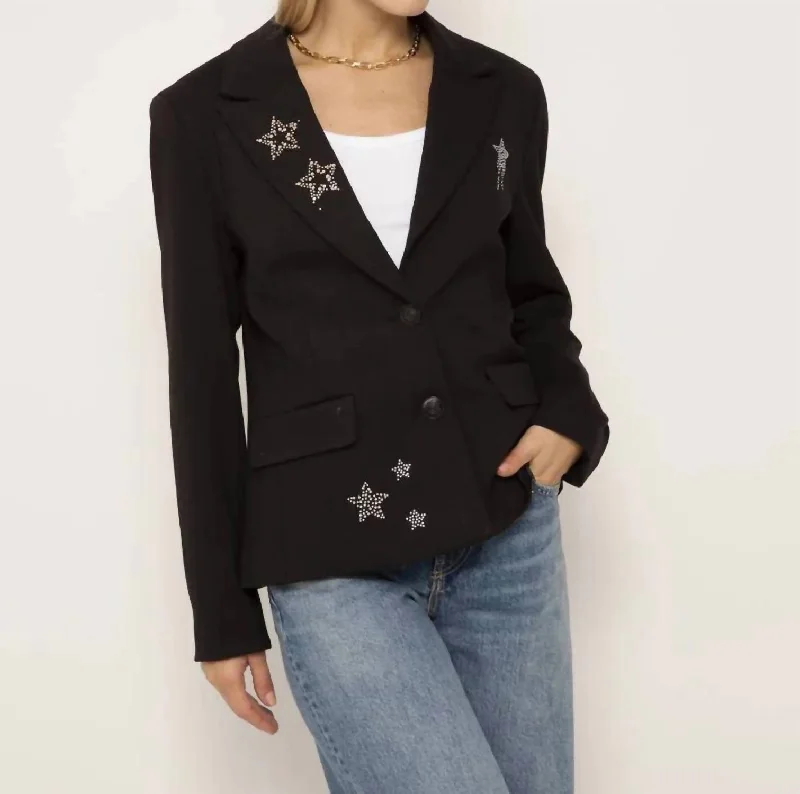 Fashion Sale Junie Rhinestone Star Blazer In Black