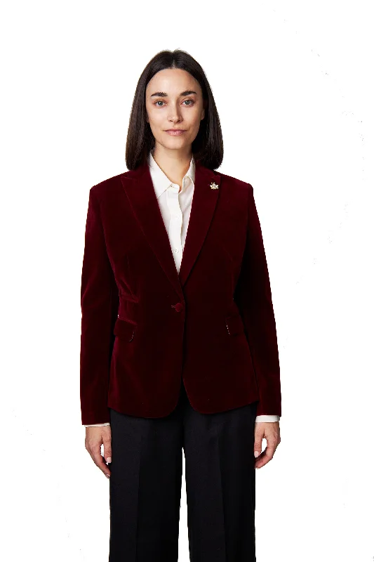 Exclusive Designer Collection STELLA - LADIES MAROON VELVET BLAZER