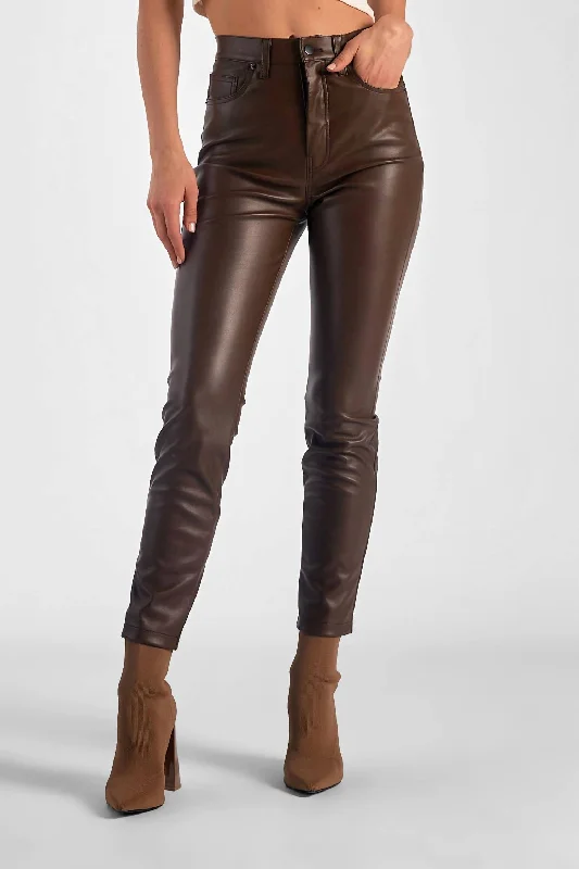 Special Offer Faux Leather Straight Leg Pant In Brown