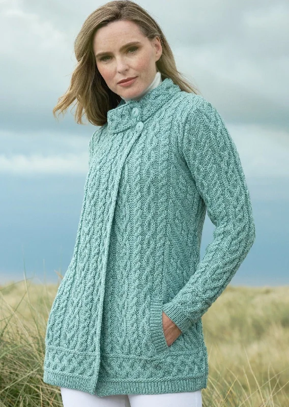 Stylish Statements Meath Side Button Aran Cardigan | Mermaid