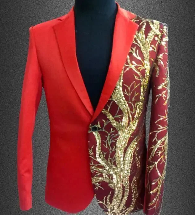 Trend Forward Women's Wear Men Blazer - Gold Sequin Blazer