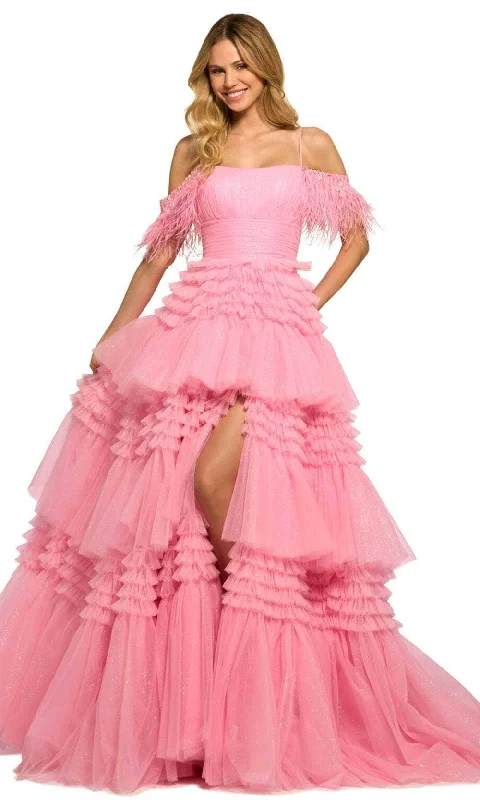 End Of Season Sale Sherri Hill 55507 - Frilled Tulle Skirt Prom Gown