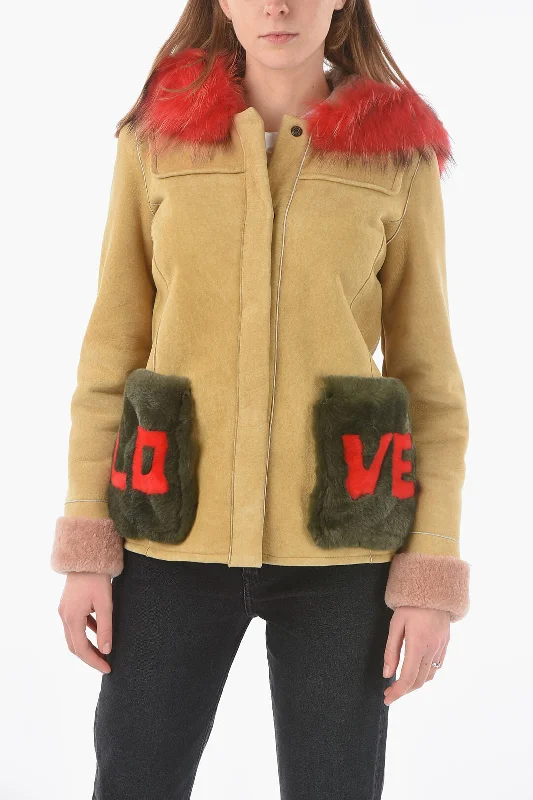 Versatile Style Wardrobe History Repeats Shearling Jacket with Real Fur Pockets