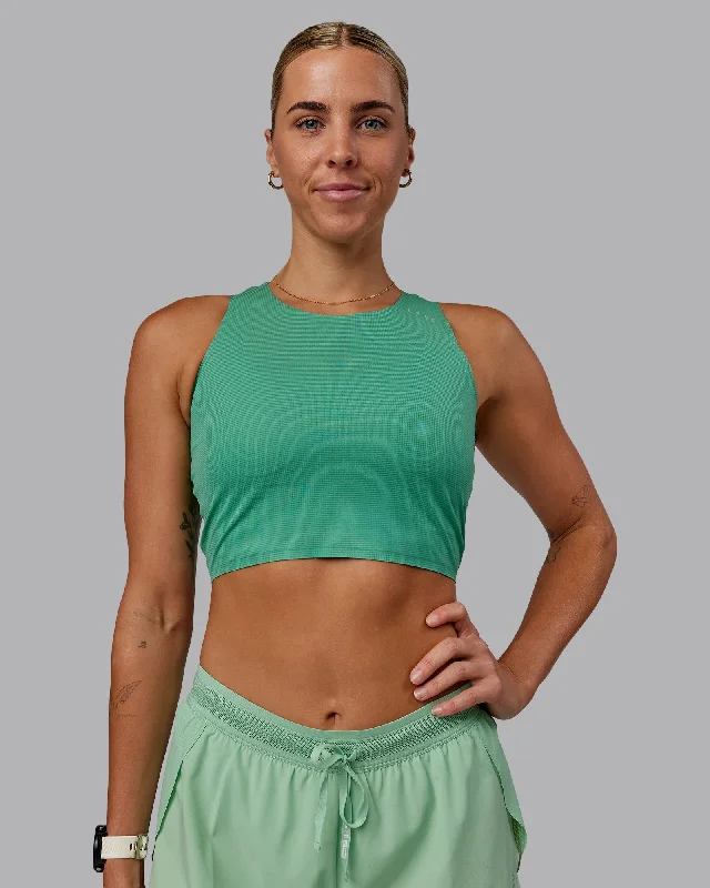 Holiday Sale Race Day Cropped Performance Tank - Mystic Green-Surreal Green