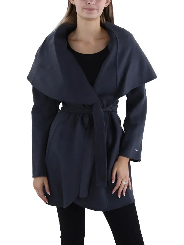 Timeless Elegance Womens Wool Blend Belted Wrap Coat