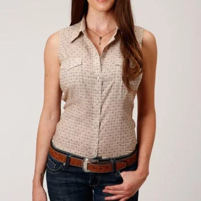 Dive Into Trendy Women's Fashion Roper Women's Vintage Floral Sleeveless Western Snap Shirt