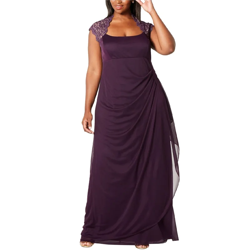 Relaxed Style XSCAPE Womens Ruched Gown Dress, Purple, 14W