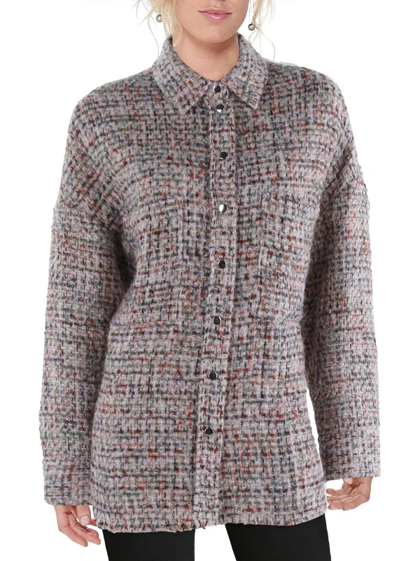 Sophisticated Style Womens Tweed Lightweight Shirt Jacket