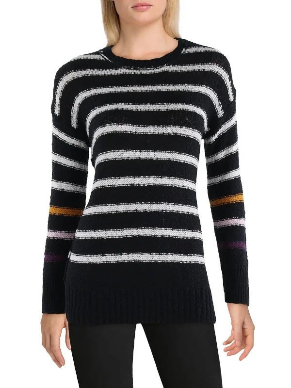 Mid Season Sale Womens Striped Ribbed Trim Pullover Sweater