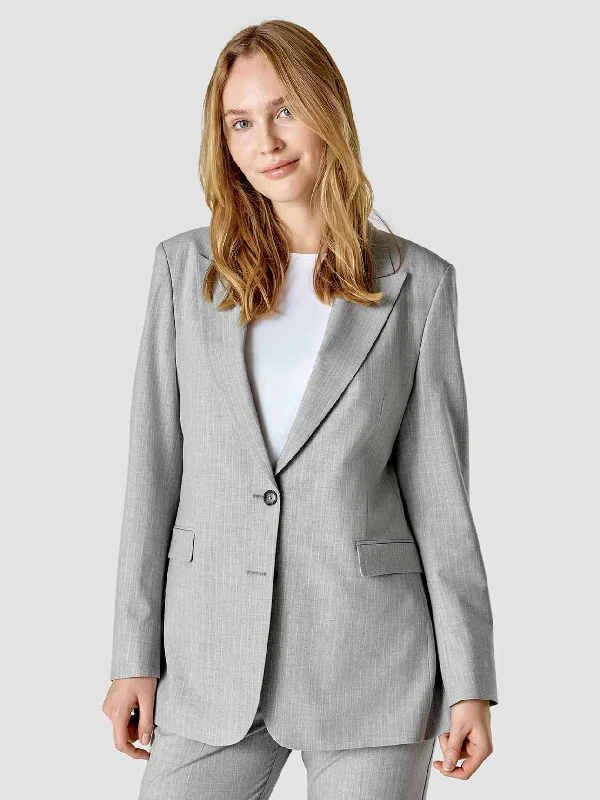 Stylish Looks Essential Blazer Light Grey Pinstriped