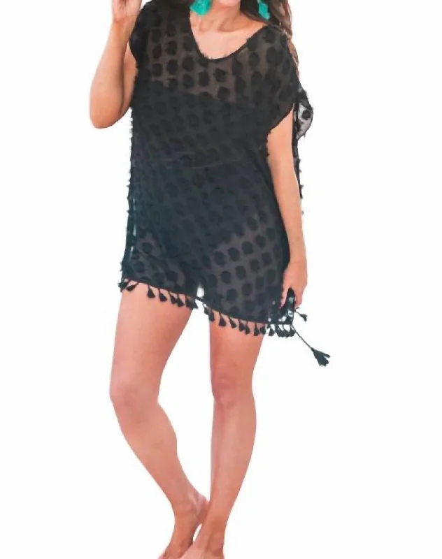 Style Your Wardrobe Beach Chic Dotted Coverup In Black