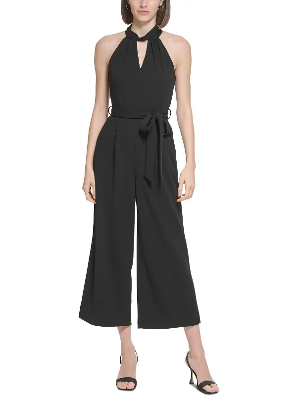 Latest Trends Petites Womens Keyhole Neckline Cropped Jumpsuit