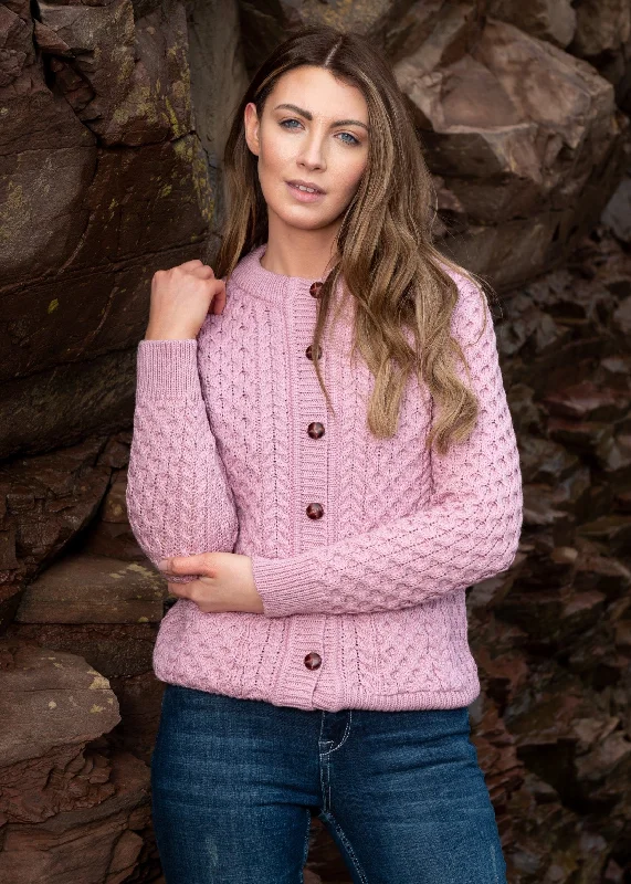 End Of Season Clearance Aran Lumber Cardigan | Pink