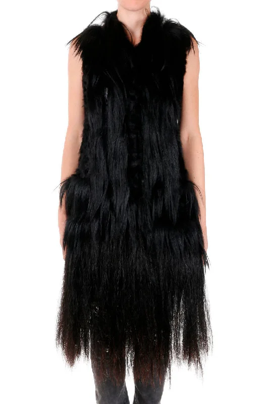 Trendy Women's Wear Collection Maison Margiela Real Fur Sleeveless Coat