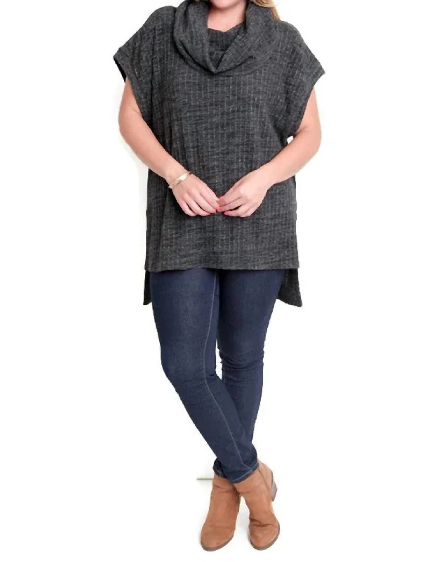 Summer Deals Cowl Neck Tunic Sweater - Plus In Oreo