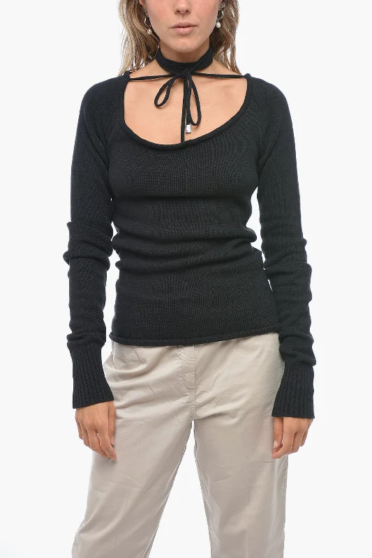 Trendy Styles The Attico Deep-neckline HEATHER Sweater