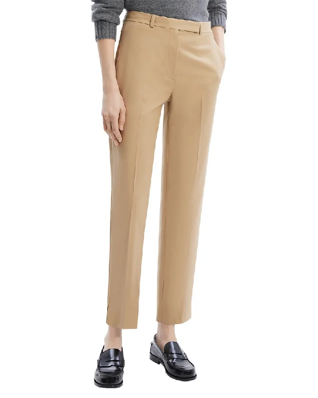 Chic Outfits Theory High-Waist Flannel Wool Taper Pant