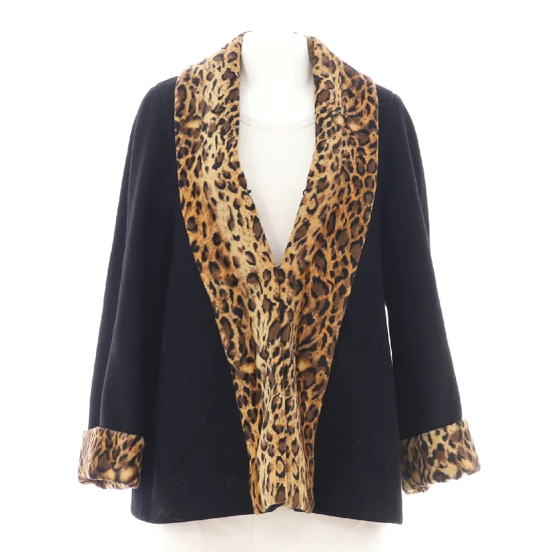 Limited Time Offer Women's Leopard Panels Coat Wool Blend