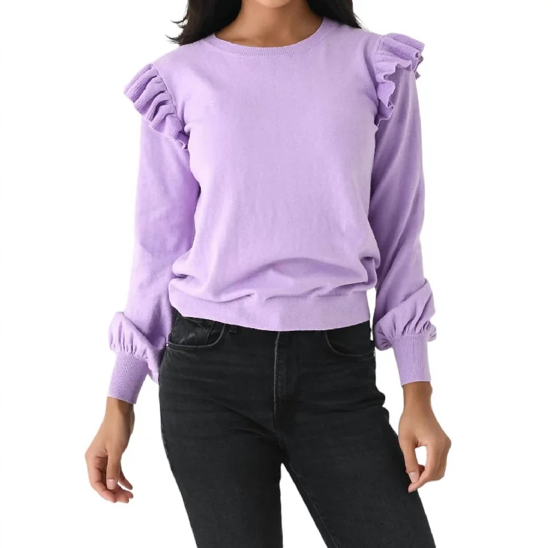 Bold Fashion Ruffle Sleeve Sweater In Lavender