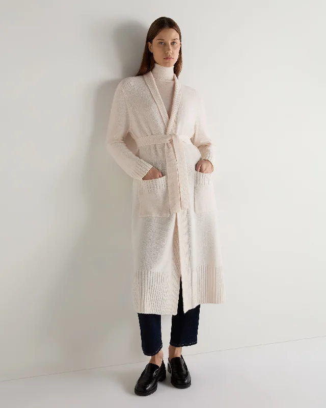 Discover Now Women's Longline Cashmere Cardigan New Ivory White