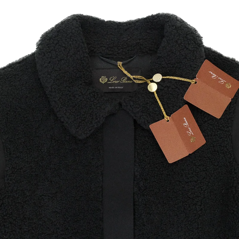 Fashion Essentials CAPP CARLOW CURLY SHEARLING BLACK COAT