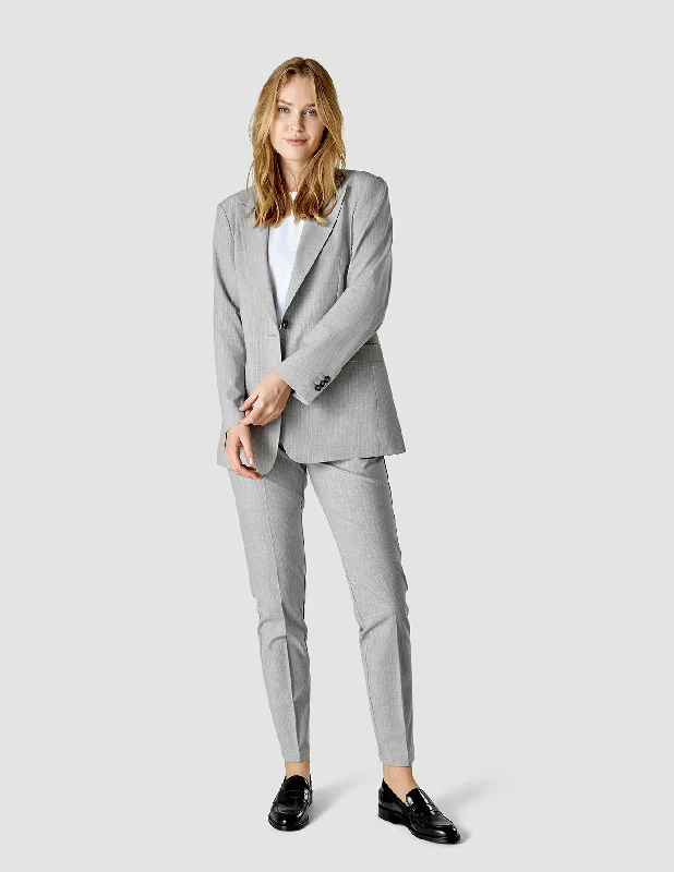 Catch Every Fashion Trend Essential Suit Tapered Light Grey Pinstriped