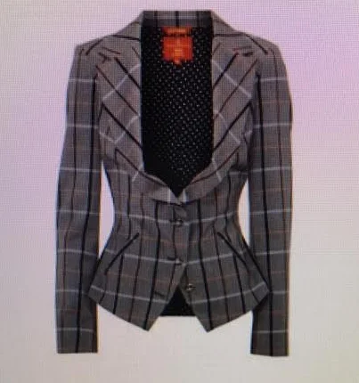 Charming Silhouette Vivienne Westwood - 3PC Grey Plaid Suit - Size 42