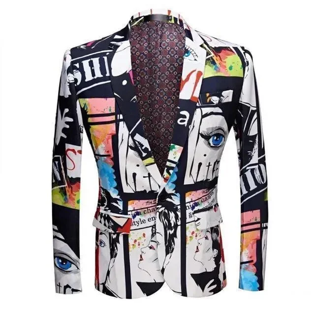 Style Upgrade Men Blazer - Multicolor Face Print Blazer