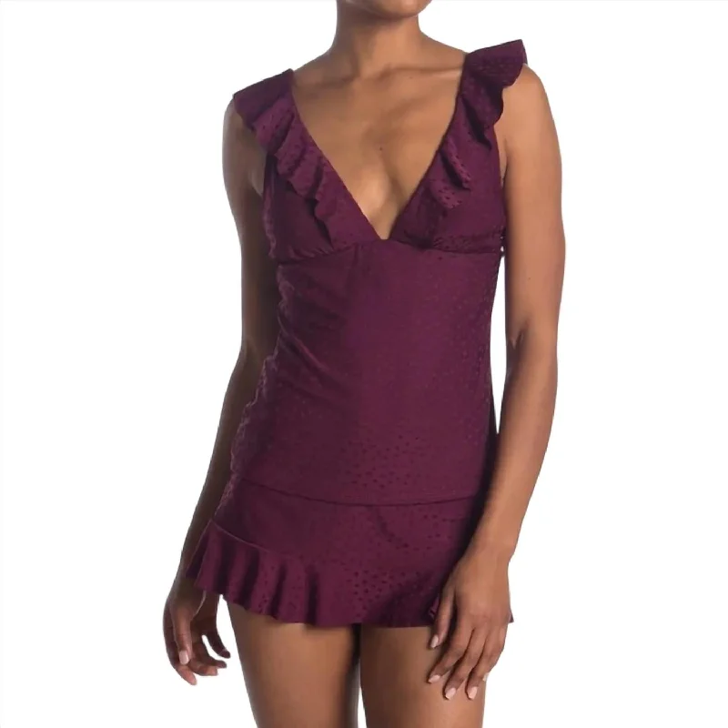 Special Occasion Wear Juliana Ruffle Tankini Top In Eggplant