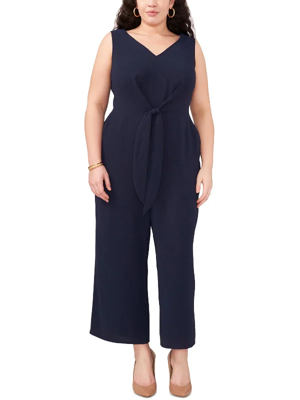 Free Spirited Fashion Island Oasis Womens Tie Waist Wide Leg Jumpsuit