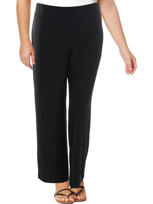 Dreamy Draping Womens Stretch Flat Front Wide Leg Pants