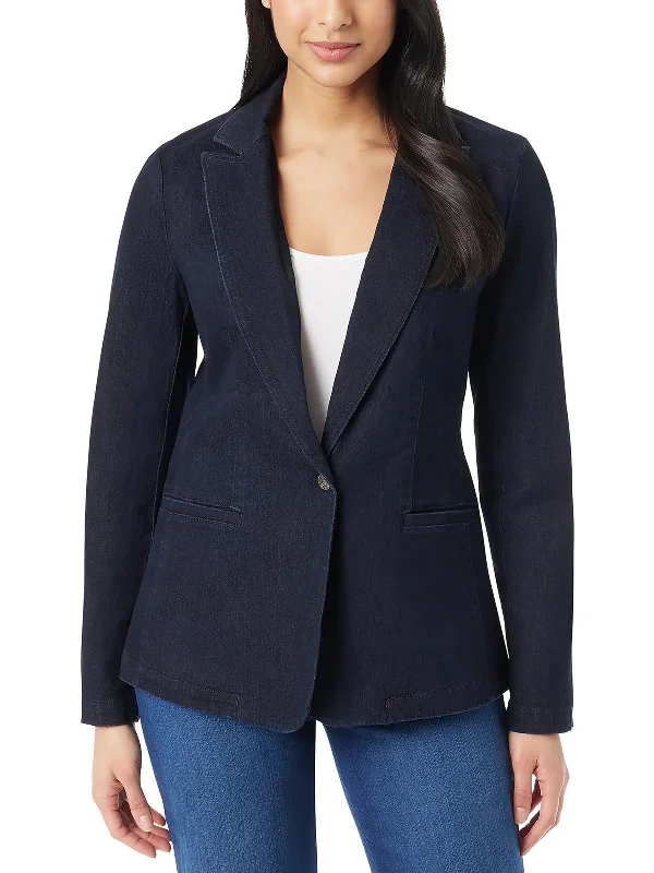 Father's Day Deals Womens Denim Stretch One-Button Blazer