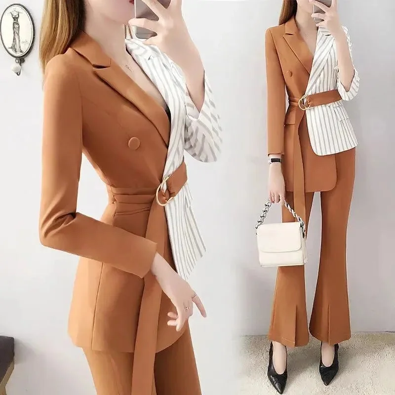 Sophisticated Fashion Women Slim Splicing Pantsuit