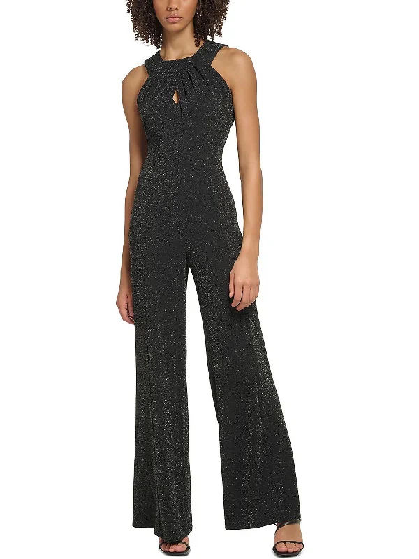 Relaxed Fashion Womens Shimmer Keyhole Jumpsuit