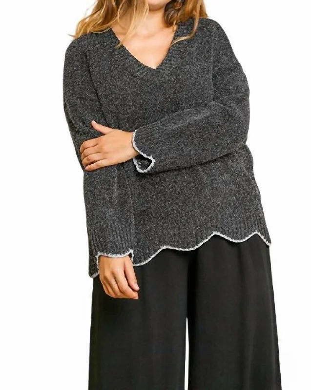 Stylish Statements Zig Zag Pullover Sweater In Black