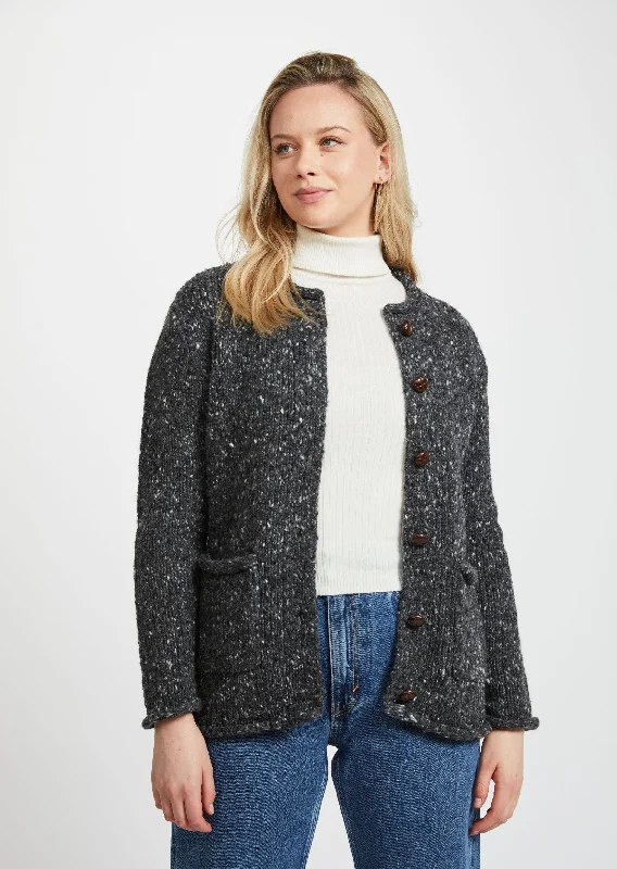 Vibrant Styles Ladies Donegal Wool Cardigan | Charcoal