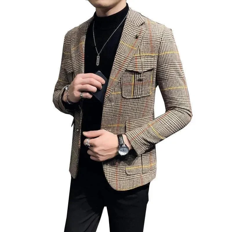 Trendy Threads Men Blazer - Plaid Houndstooth Blazer