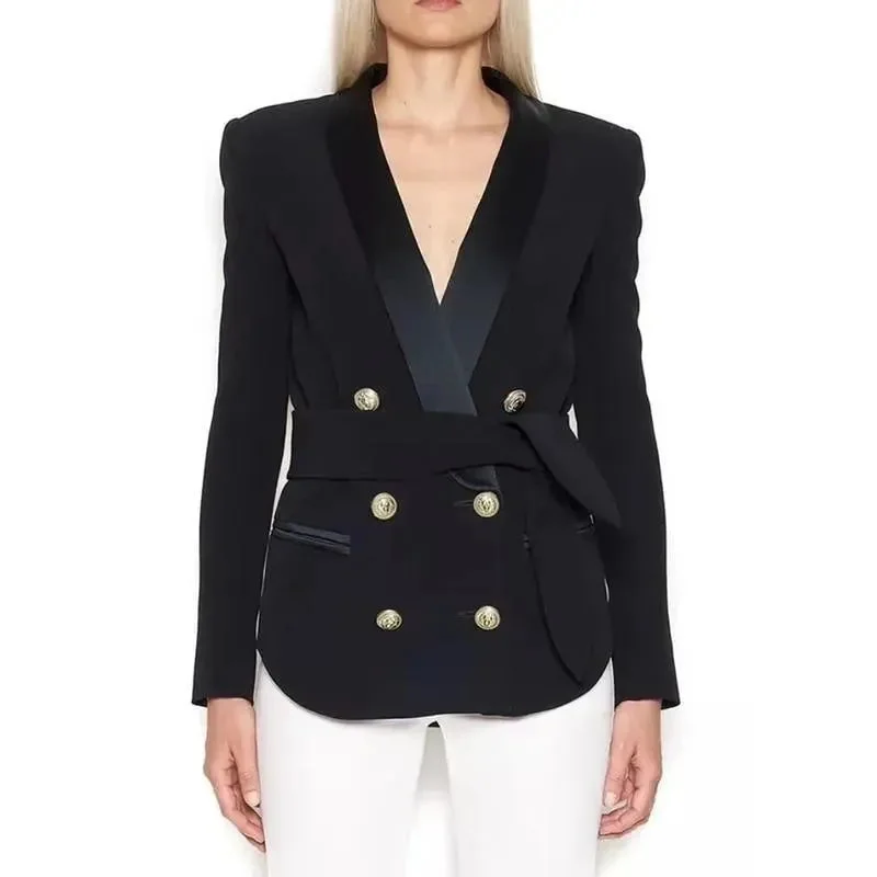 Elegant Contour Tuxedo Blazer Jacket Women - Casual - Plain-Solid