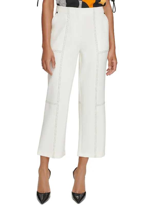 Limited Time Deal Womens Contrast Trim Polyester Cropped Pants