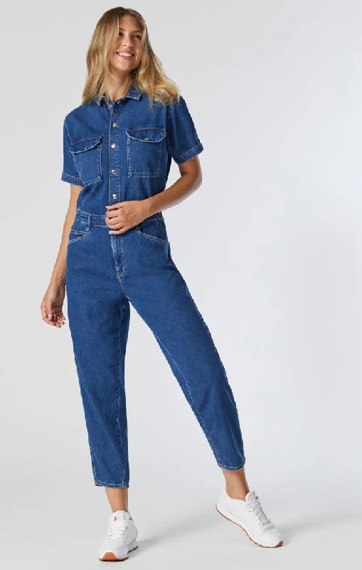 Limited Styles DORIA DENIM JUMPSUIT IN MID BLUE DENIM