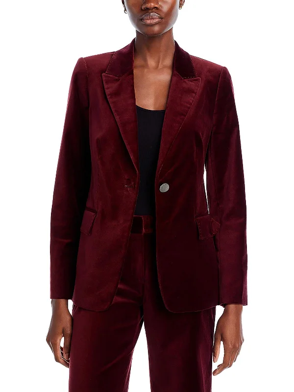 Trendy Women's Wear Ramsey Womens Velvet Suit Separate One-Button Blazer